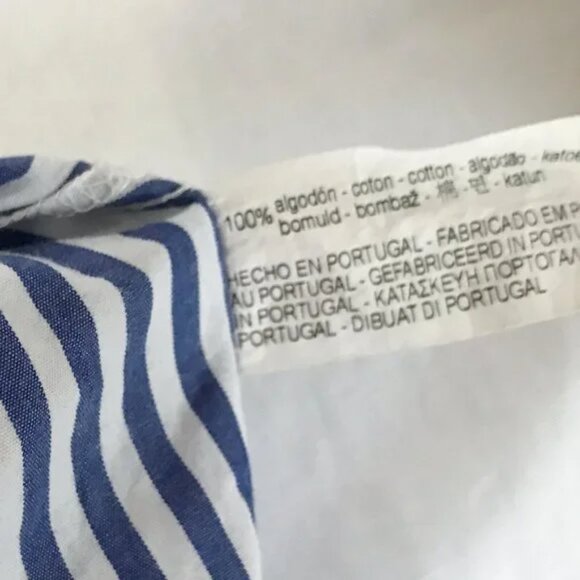 Zara Smocked Dress Bell Sleeve Blue White Striped Casual Dress S - Picture 14 of 15